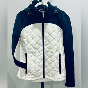NWOT Tommy Hilfiger Quilted Jacket in White & Navy Blue